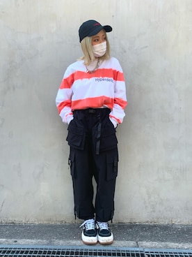 「Black Weirdos（ブラックウィドウ）のアイテム」を使った、りなじろさん（レディース・154cm）の春コーディネート