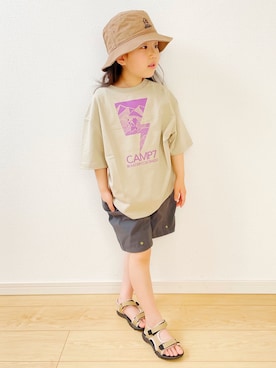 「CAMP7（キャンプセブン）のアイテム（帽子）」を使った、RUCAさん（キッズ・110cm）の春コーディネート
