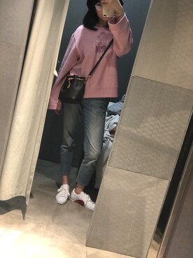 「ESPRIT（エスプリ）のアイテム（パンツ）」を使った、郑少女さん（レディース・172cm）の冬コーディネート