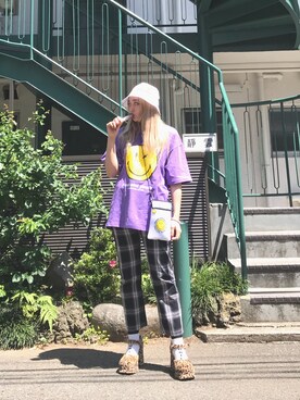 「UNIF（ユニフ）のアイテム（シューズ）」を使った、FRESH ANTI YOUTHさん（レディース・162cm）の夏コーディネート
