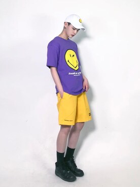 「ニコちゃん」｜「アイテム（キャップ）」を使った、FRESH ANTI YOUTHさん（メンズ・170cm）の夏コーディネート