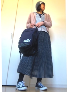 「OLIVE des OLIVE（オリーブデオリーブ）のアイテム（MA-1）」を使った、杏15号さん（レディース・166cm）の春コーディネート