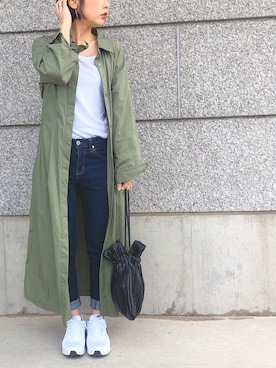 「ローリーズファーム(LOWRYS FARM)」｜「アイテム（シャツワンピース）」を使った、asaさん（レディース・152cm）の春コーディネート