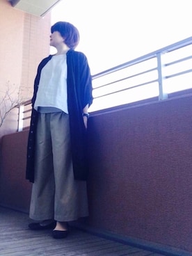 「仕事着」｜「アイテム（シャツワンピース）」を使った、TOCHIEさん（レディース・157cm）の春コーディネート