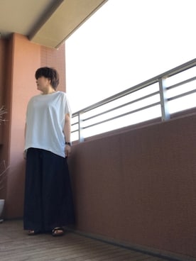 「ワイドシルエット」｜「アイテム（アナログ腕時計）」を使った、TOCHIEさん（レディース・157cm）の夏コーディネート