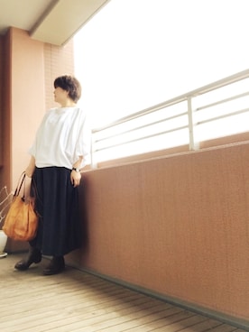 「SECCHIARI MICHELE（セッキアーリミケーレ）のアイテム（ブーツ）」を使った、TOCHIEさん（レディース・157cm）の秋コーディネート