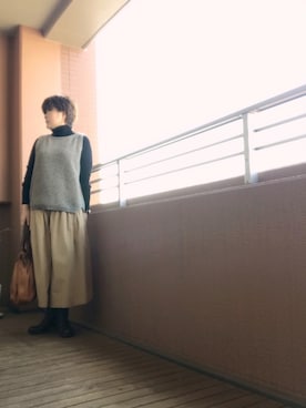 「SECCHIARI MICHELE（セッキアーリミケーレ）のアイテム（ブーツ）」を使った、TOCHIEさん（レディース・157cm）の秋コーディネート