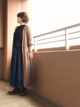 「SECCHIARI MICHELE（セッキアーリミケーレ）のアイテム（ブーツ）」を使った、TOCHIEさん（レディース・157cm）の秋コーディネート