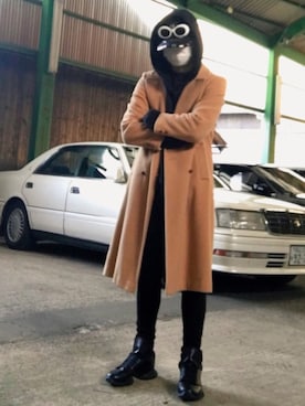 「RickOwens×adidas」｜「アイテム（帽子）」を使った、808Collectionさん（メンズ・180cm）の冬コーディネート