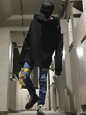 「OFF-WHITE」｜「アイテム（ブーツ）」を使った、808Collectionさん（メンズ・180cm）の春コーディネート
