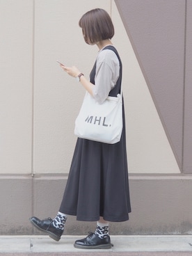 「Sunny clouds（サニークラウズ）のアイテム（ジャンパースカート）」を使った、shizukü    さん（レディース・172cm）の夏コーディネート