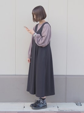 「Sunny clouds（サニークラウズ）のアイテム（ジャンパースカート）」を使った、shizukü    さん（レディース・173cm）の秋コーディネート