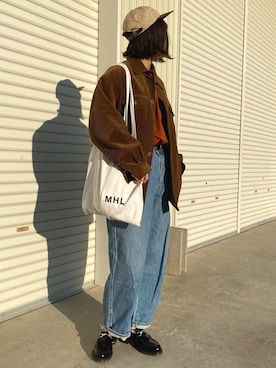 「MHL.」｜「アイテム（ブルゾン）」を使った、shizukü    さん（レディース・173cm）の冬コーディネート