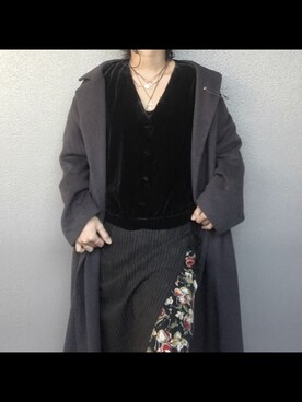 「Yohji Yamamoto（ヨウジヤマモト）のアイテム（チェスターコート）」を使った、みくたろうさん（レディース・155cm）の秋コーディネート