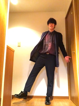 「BACK NUMBER（バックナンバー）のアイテム（チェスターコート）」を使った、たろーさん（メンズ・172cm）の秋コーディネート