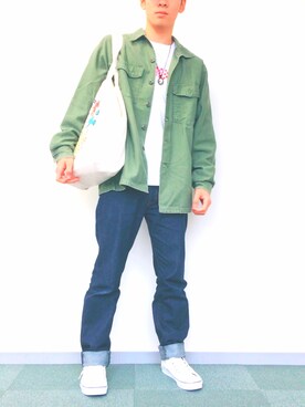 「Keith Haring（キース・ヘリング）のアイテム（バッグ）」を使った、Fumiyaさん（メンズ・174cm）の秋コーディネート