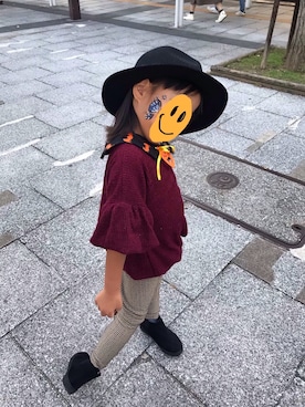 「Right-on（ライトオン）のアイテム（帽子）」を使った、1683さん（キッズ・100cm）の秋コーディネート