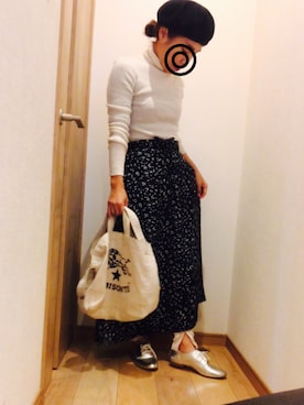 「シルバーシューズ」｜「アイテム（ハンチング/ベレー帽）」を使った、apricotさん（レディース・150cm）の秋コーディネート