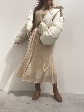「秋のカフェオレコーデ」｜「アイテム（ダウンジャケット/コート）」を使った、ａｎｃｈａｎさん（レディース・158cm）の秋コーディネート