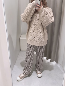 「one after another NICE CLAUP（ワンアフターアナザーナイスクラップ）のアイテム（スラックス、ブラウン系）」を使った、ａｎｃｈａｎさん（レディース・158cm）の秋コーディネート