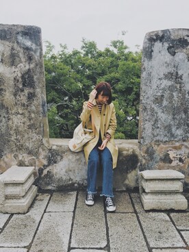 「WEGO（ウィゴー）のアイテム（ステンカラーコート）」を使った、Mayeeeさん（レディース・160cm）の春コーディネート