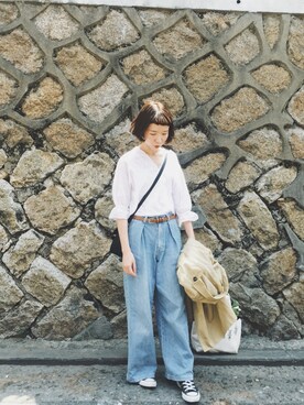 「WEGO（ウィゴー）のアイテム（ステンカラーコート）」を使った、Mayeeeさん（レディース・160cm）の春コーディネート