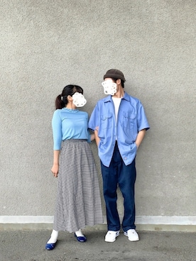 「アイテム（バレエシューズ）」を使った、実さん（レディース・158cm）の夏コーディネート