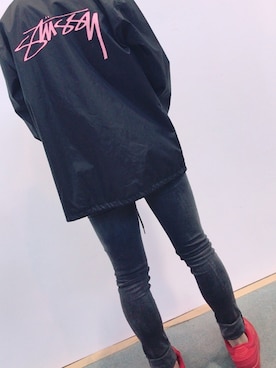 「STUSSY（ステューシー）のアイテム（スタジャン）」を使った、teppeiさん（メンズ・168cm）の秋コーディネート