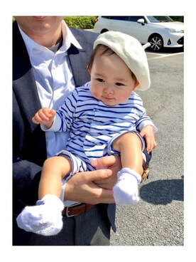 「sense of wonder（センスオブワンダー）のアイテム（オールインワン・サロペット）」を使った、なっちゃんさん（キッズ・70cm）の春コーディネート