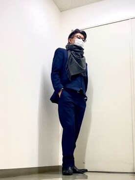 「TAKA-Q（タカキュー）のアイテム（スーツセット）」を使った、こすちんさん（メンズ・178cm）の冬コーディネート