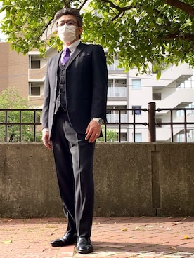 「TAKA-Q（タカキュー）のアイテム（フォーマルスーツ/小物）」を使った、こすちんさん（メンズ・178cm）の春コーディネート