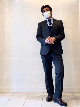 「TAKA-Q（タカキュー）のアイテム（スーツセット）」を使った、こすちんさん（メンズ・178cm）の春コーディネート