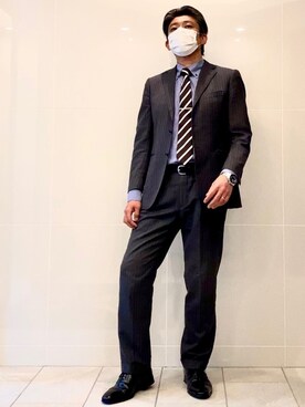 「古着」｜「アイテム（スーツセット）」を使った、こすちんさん（メンズ・178cm）の春コーディネート