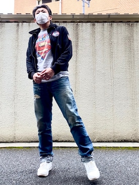 「JUNK FOOD（ジャンクフード）のアイテム」を使った、こすちんさん（メンズ・178cm）の春コーディネート