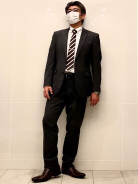 「TAKA-Q（タカキュー）のアイテム（スーツセット）」を使った、こすちんさん（メンズ・178cm）の春コーディネート