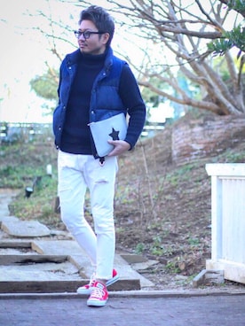「URBAN RESEARCH Sonny Label（アーバンリサーチサニーレーベル）のアイテム（ダウンベスト）」を使った、SUKEさん（メンズ・172cm）の冬コーディネート