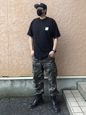 「UNDEFEATED （アンディフィーテッド）のアイテム（カーゴパンツ）」を使った、5510さん（メンズ・179cm）の夏コーディネート