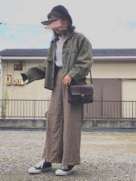 「chocomee（チョコミー）のアイテム（ハンチング/ベレー帽）」を使った、ｱﾕﾐ¨̮⋆さん（レディース・157cm）の秋コーディネート