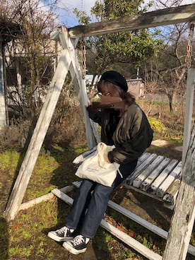 「chocomee（チョコミー）のアイテム（ハンチング/ベレー帽）」を使った、ｱﾕﾐ¨̮⋆さん（レディース・157cm）の冬コーディネート