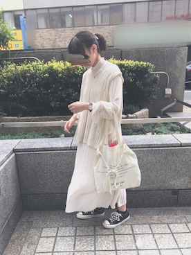 「chocomee（チョコミー）のアイテム（トートバッグ）」を使った、ｱﾕﾐ¨̮⋆さん（レディース・157cm）の春コーディネート