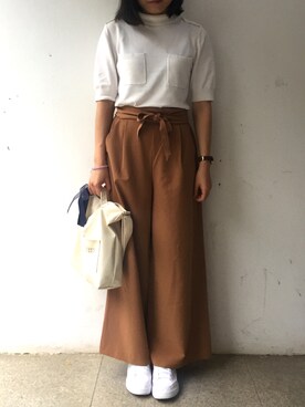 「GU（ジーユー）のアイテム（その他パンツ、ゴールド系）」を使った、tohanさん（レディース・161cm）の夏コーディネート