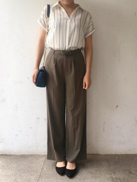 「NOELA（ノエラ）のアイテム（パンツ、グリーン系）」を使った、tohanさん（レディース・161cm）の秋コーディネート