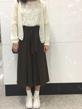 「COCO DEAL（ココディール）のアイテム（パンツ、ブラック系）」を使った、tohanさん（レディース・161cm）の春コーディネート