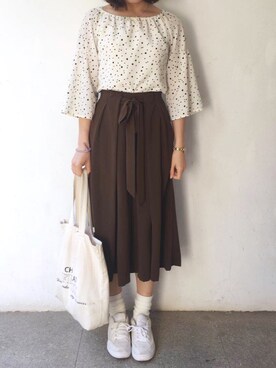 「COCO DEAL（ココディール）のアイテム（パンツ、ブラック系）」を使った、tohanさん（レディース・161cm）の春コーディネート
