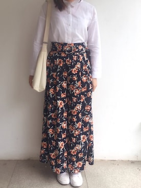 「NOELA（ノエラ）のリネンシャツ（シャツ/ブラウス、ホワイト系）」を使った、tohanさん（レディース・161cm）の夏コーディネート