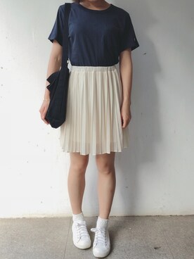 「無印良品（ムジルシリョウヒン）のアイテム（シューズ、ホワイト系）」を使った、tohanさん（レディース・161cm）の夏コーディネート