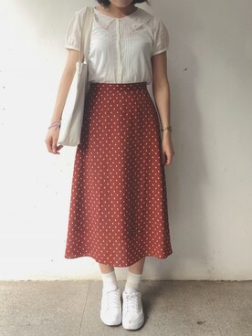 「無印良品（ムジルシリョウヒン）のアイテム（シューズ、ホワイト系）」を使った、tohanさん（レディース・161cm）の夏コーディネート