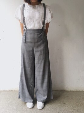 「GU（ジーユー）のアイテム（その他パンツ、グレー系）」を使った、tohanさん（レディース・161cm）の夏コーディネート