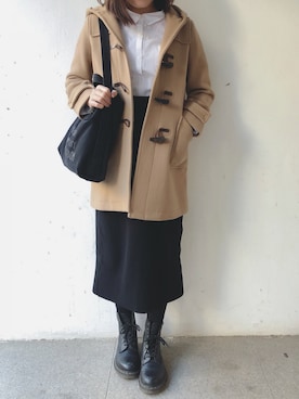 「LOWRYS FARM（ローリーズファーム）のヘンケイワッフルカットスカート　807242（スカート、ブラック系）」を使った、tohanさん（レディース・161cm）の秋コーディネート
