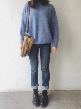「Dr. Martens（ドクターマーチン）の【Dr. Martens】1460 8EYE BOOTS（ブーツ、ブラック系）」を使った、tohanさん（レディース・161cm）の春コーディネート